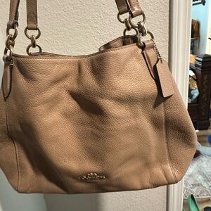 Coach Tan Leather Shoulder Bag with Silver Hardware